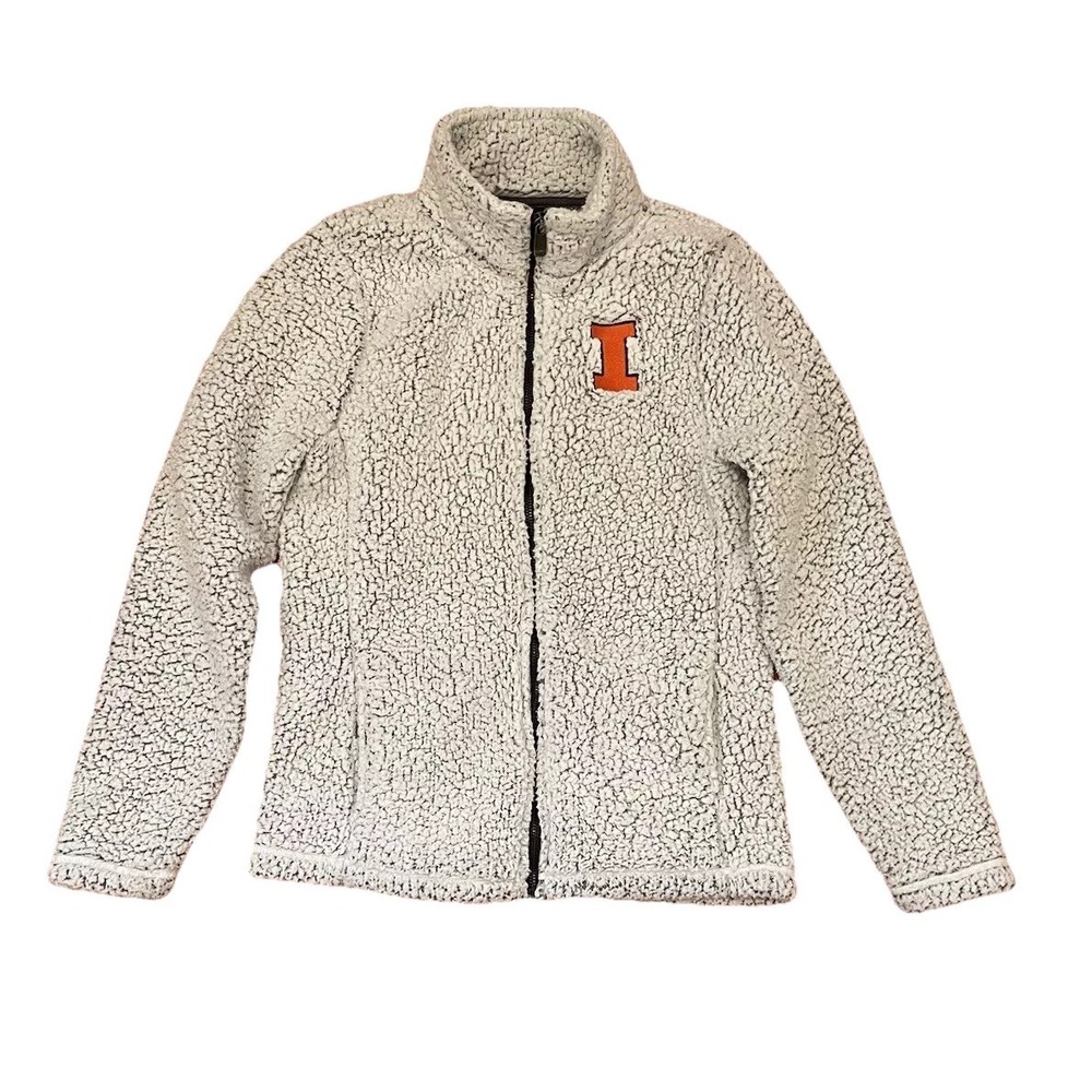 Fighting Illini Juniors by Gen_2 Jacket Size XS Gray Full Zip Mock‎ Neck Fleece